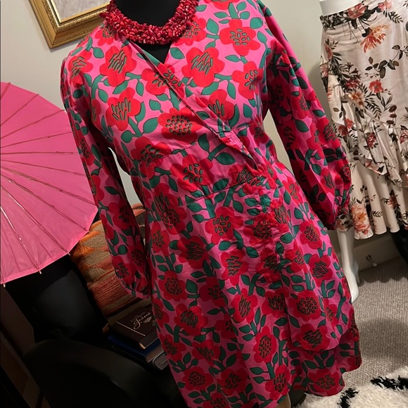 Floral Pink and Red Dress by Cyclamen - Picture 3 of 8